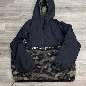 Champion Black and Green Camouflage Hoodie